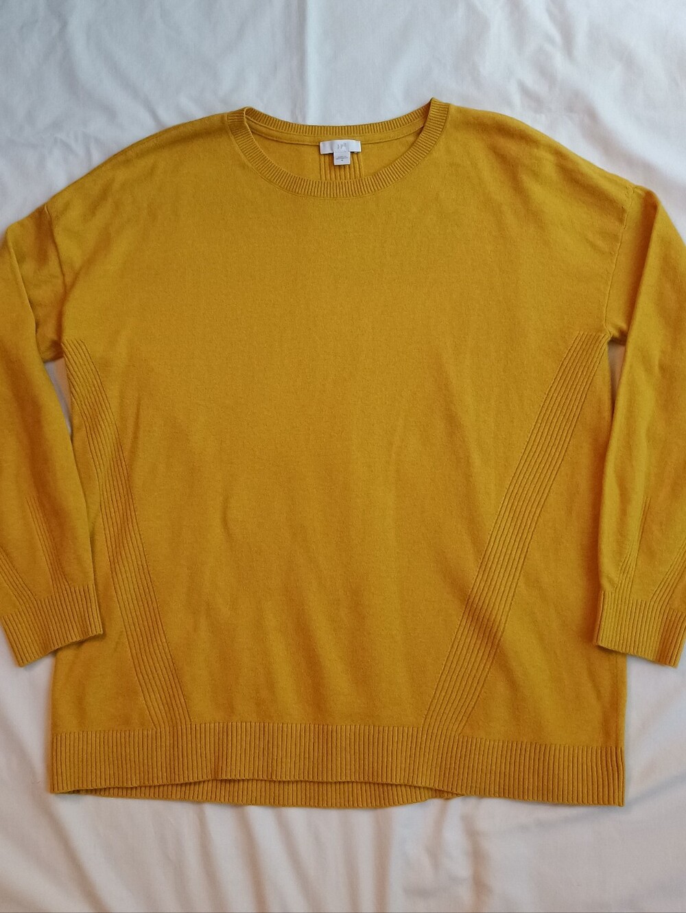 J. Jill Crewneck Sweater Women's M Cotton Blend Stretch Solid Mustard Yellow